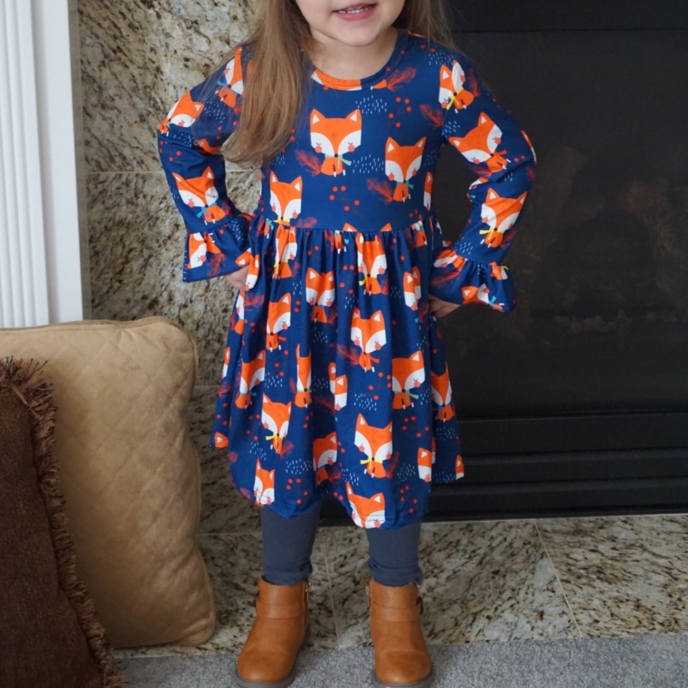 Navy fox dress by Honeydew kids